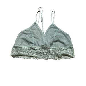 🌿 LA Made Brite Sage Dot Mesh & Lace Bralette L NWT Soft Romantic Layering Top🌿